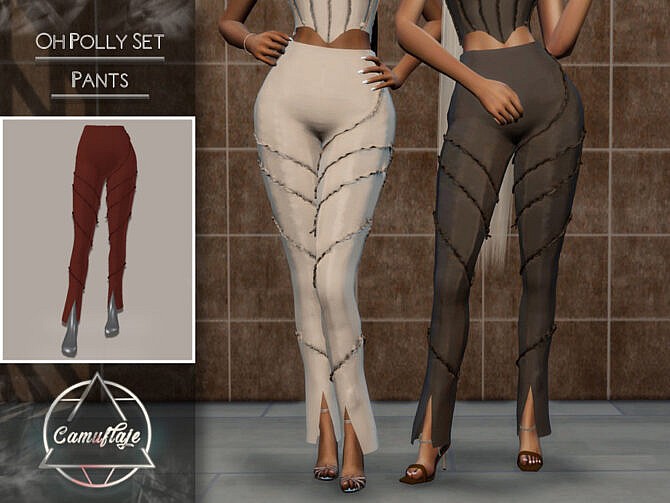 Sims 4 Oh Polly Set (Pants) by CAMUFLAJE at TSR