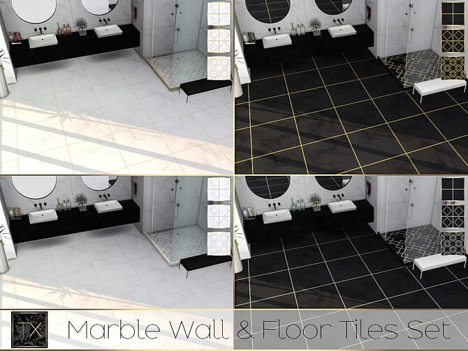 Sims 4 TX Marble Wall & Floor Tiles Set by theeaax at TSR