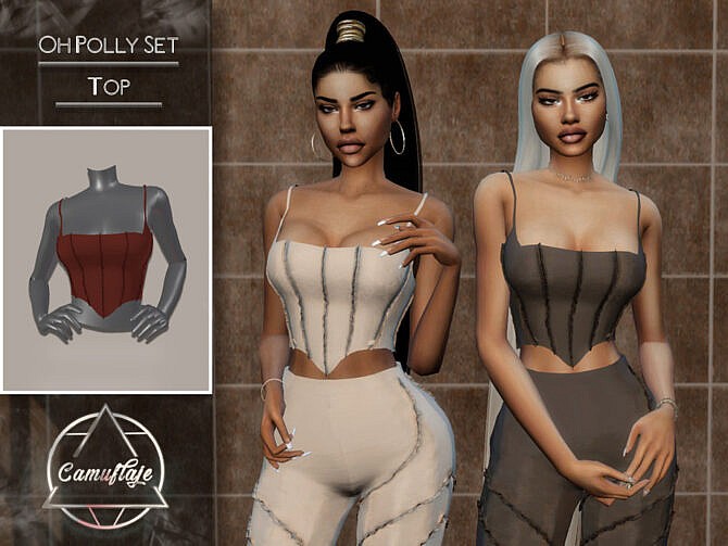 Sims 4 Oh Polly Set (Top) by CAMUFLAJE at TSR