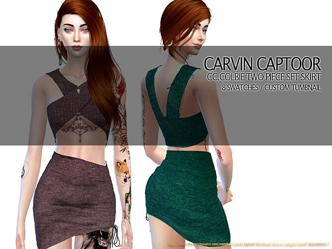Sims 4 COLBIE TWO PIECE SET SKIRT by carvin captoor at TSR