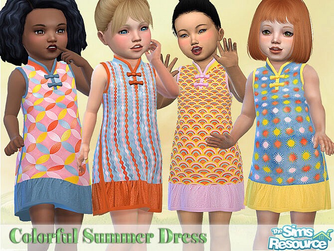 Sims 4 Colorful Summer Dresses by Pelineldis at TSR