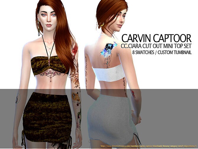 Sims 4 Ciara Cut Out Mini Top Set by carvin captoor at TSR