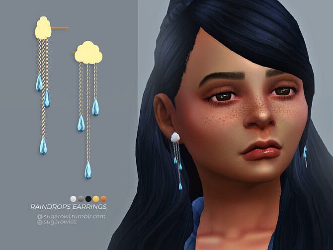 Sims 4 Raindrops earrings Kids version by sugar owl at TSR