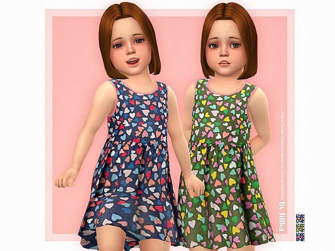 Sims 4 Heart Print Dress by lillka at TSR