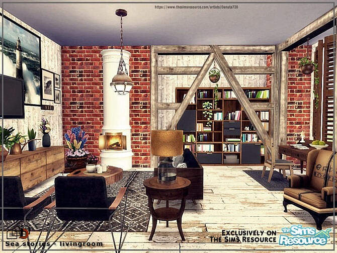 Sims 4 Sea stories livingroom by Danuta720 at TSR