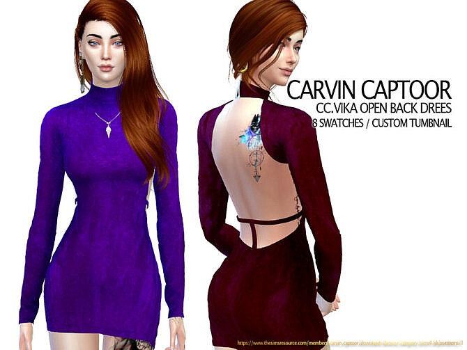 Sims 4 Vika Open Back Dress by carvin captoor at TSR
