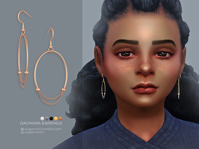 Sims 4 Dagmara earrings Kids version by sugar owl at TSR