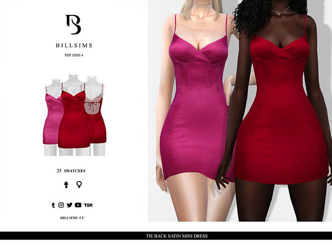 Tie Back Satin Mini Dress By Bill Sims