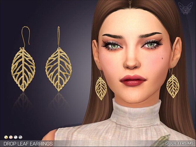 Sims 4 Drop Leaf Earrings by feyona at TSR