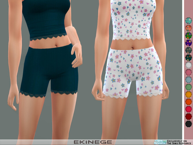 Sims 4 Ribbed Lace Trim Shorts by ekinege at TSR