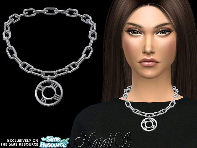 Sims 4 Roman numeral short necklace by NataliS at TSR