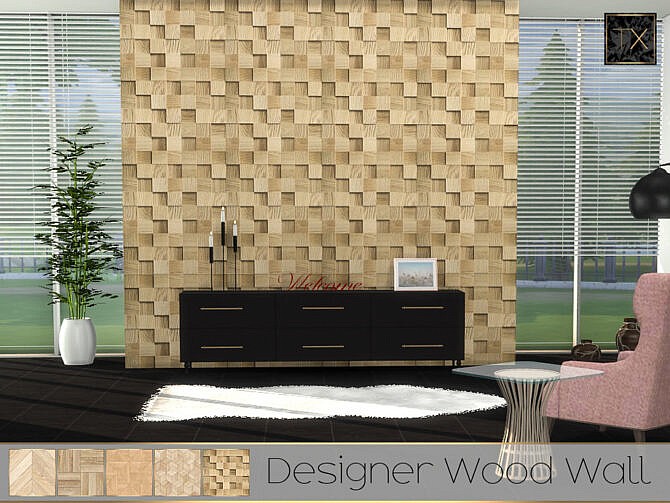 Sims 4 TX Designer Wood Wall by theeaax at TSR