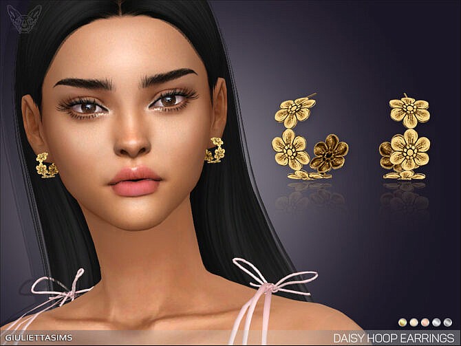 Sims 4 Daisy Hoop Earrings by feyona at TSR