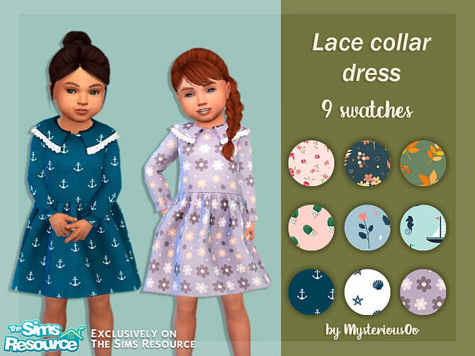 Sims 4 Lace collar dress by MysteriousOo at TSR