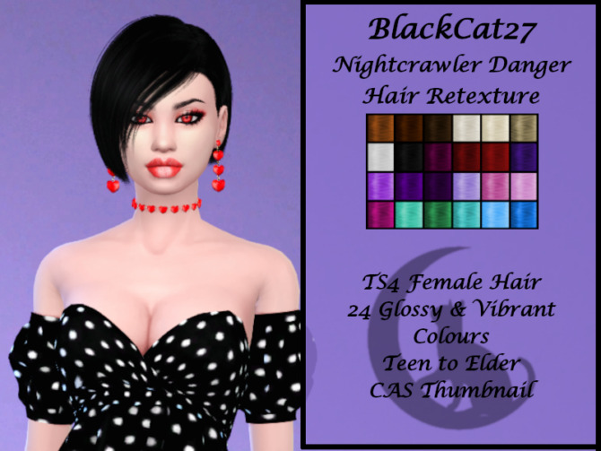 Sims 4 Nightcrawler Danger Hair Retexture by BlackCat27 at TSR