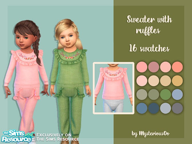 Sims 4 Sweater with ruffles by MysteriousOo at TSR