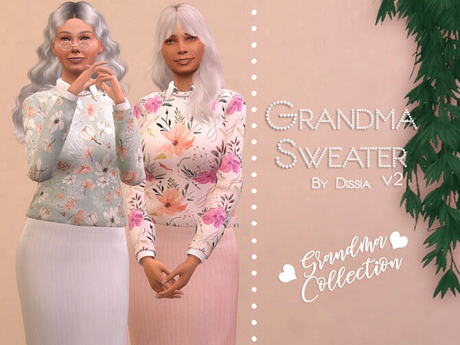 Sims 4 Grandma Sweater v2 by Dissia at TSR