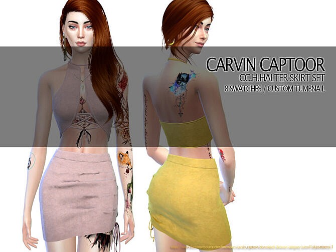 Sims 4 HALTER SKIRT SET by carvin captoor at TSR