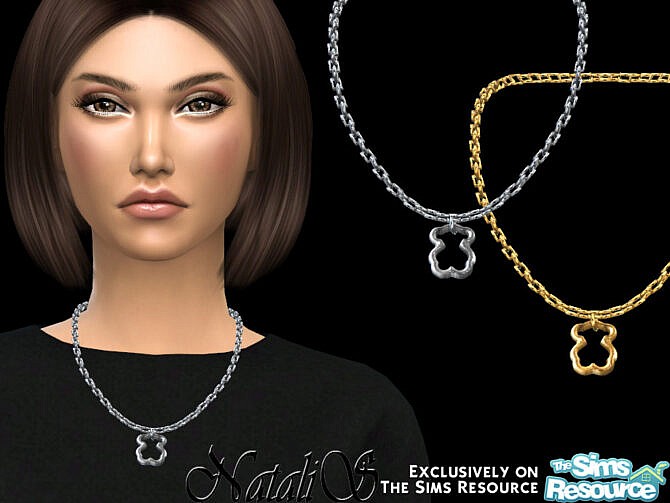 Sims 4 Teddy bear pendant necklace by NataliS at TSR