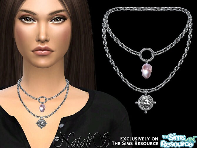 Sims 4 Coin pendant chain necklace by NataliS at TSR