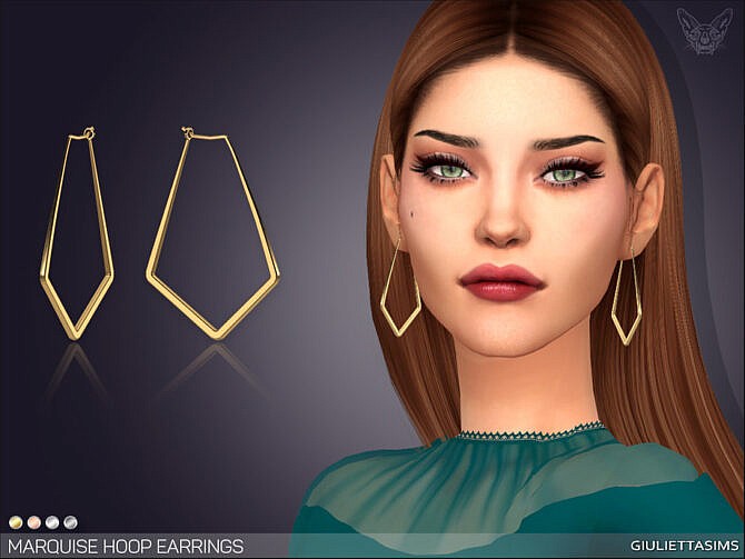 Sims 4 Marquise Hoop Earrings by feyona at TSR