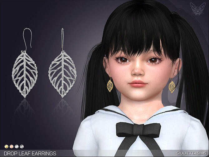 Sims 4 Drop Leaf Earrings For Toddlers by feyona at TSR