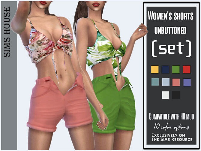 Sims 4 Womens shorts unbuttoned (set) by Sims House at TSR