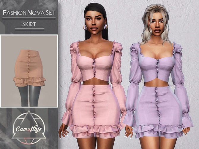 Sims 4 Fashion Nova Set (Skirt) by CAMUFLAJE at TSR