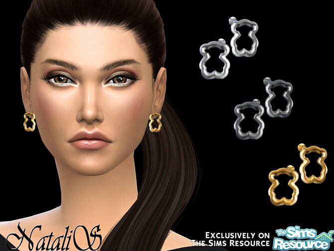 Sims 4 Teddy bear stud earrings by NataliS at TSR