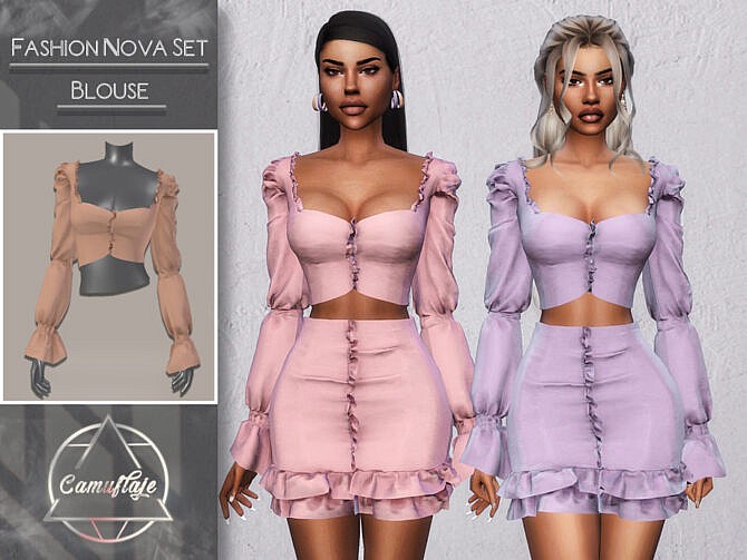 Sims 4 Fashion Nova Set (Blouse) by CAMUFLAJE at TSR