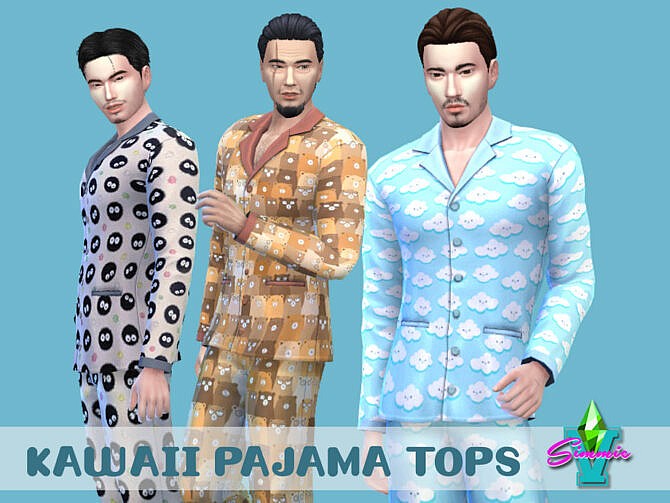 Sims 4 Kawaii PJ Tops by SimmieV at TSR