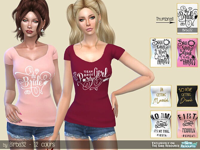 Sims 4 Bachelorette Party T shirt by Birba32 at TSR