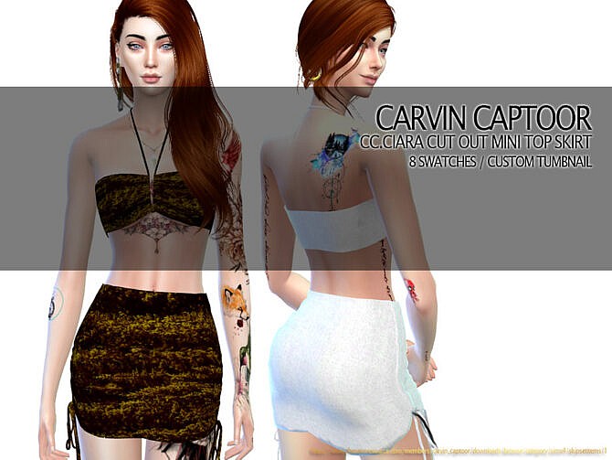 Sims 4 Ciara Cut Out Mini Skirt Set by carvin captoor at TSR