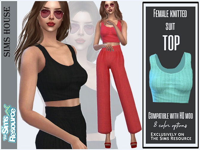 Sims 4 Female knitted suit top by Sims House at TSR