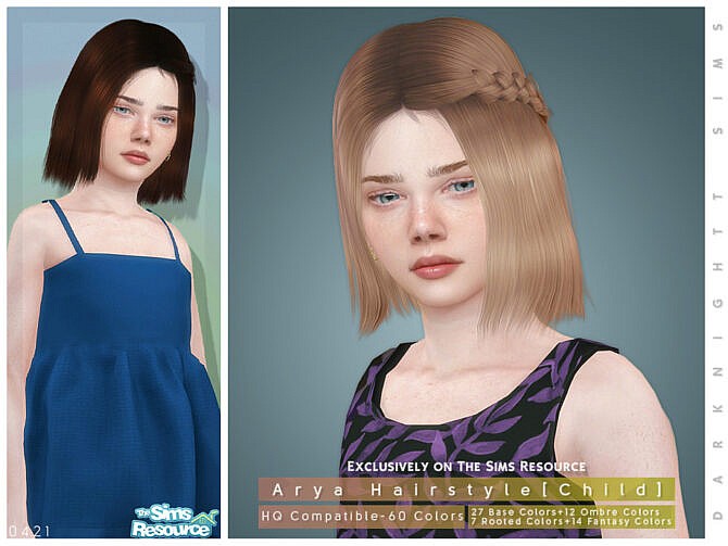 Sims 4 Arya Hairstyle [Child] by DarkNighTt at TSR