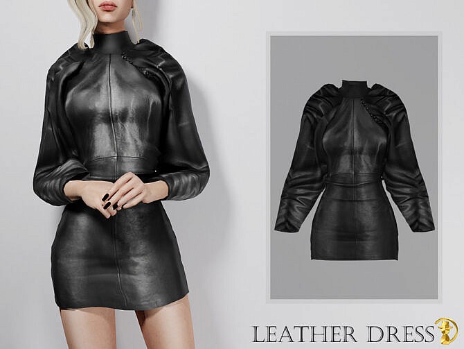 Sims 4 Leather Dress by turksimmer at TSR