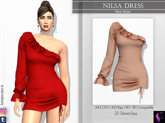 Sims 4 Nilsa Dress by KaTPurpura at TSR