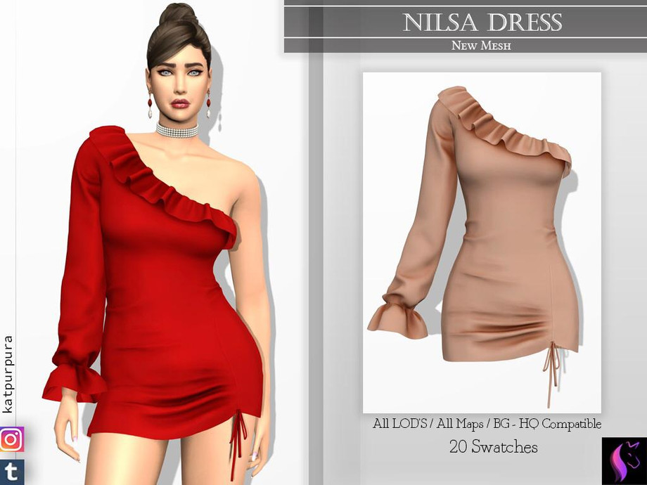 Nilsa Dress by KaTPurpura at TSR » Sims 4 Updates