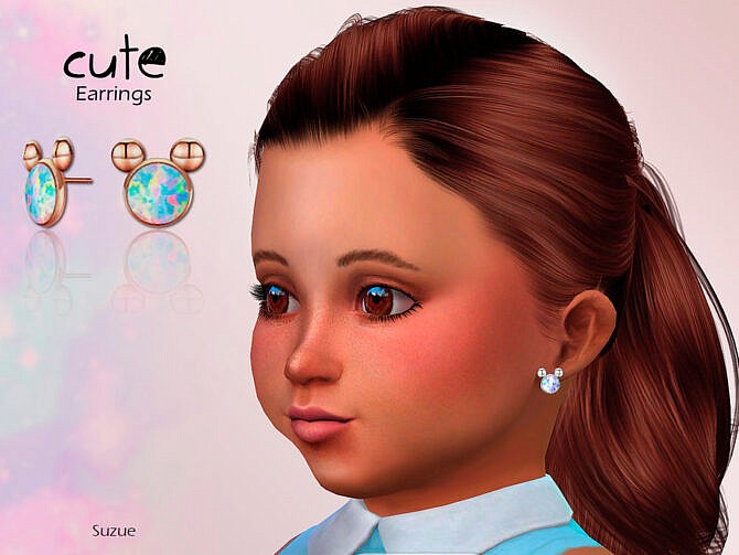 Sims 4 Cute Toddler Earrings by Suzue at TSR