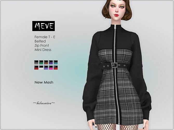 Sims 4 MEVE Belted Dress by Helsoseira at TSR