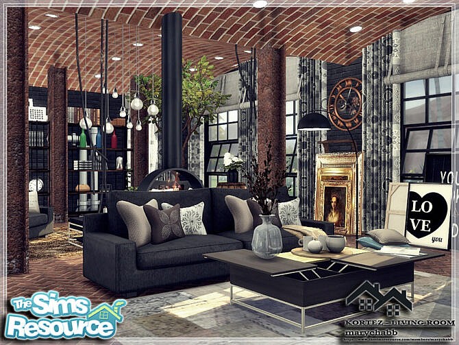 Sims 4 KORTEZ Living Room by marychabb at TSR