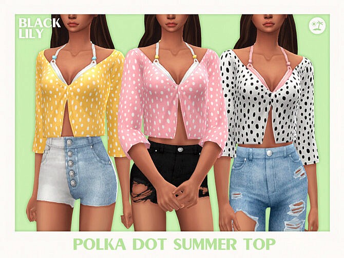Sims 4 Polka Dot Summer Top by Black Lily at TSR