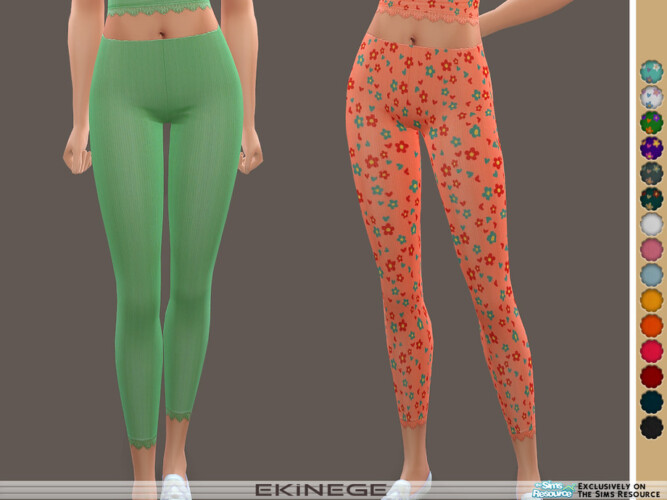 Ribbed Lace-trim Leggings By Ekinege