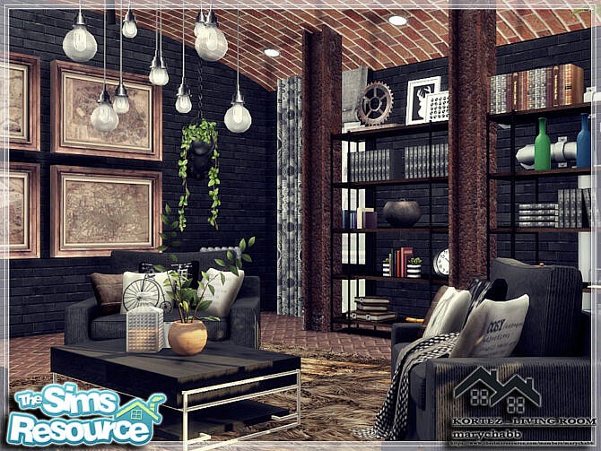 Sims 4 KORTEZ Living Room by marychabb at TSR