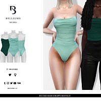 Ruched Mesh Strappy Bodysuit By Bill Sims