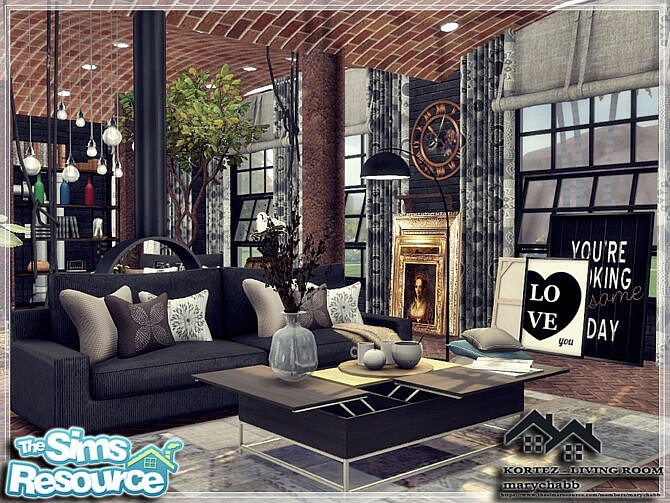 Sims 4 KORTEZ Living Room by marychabb at TSR