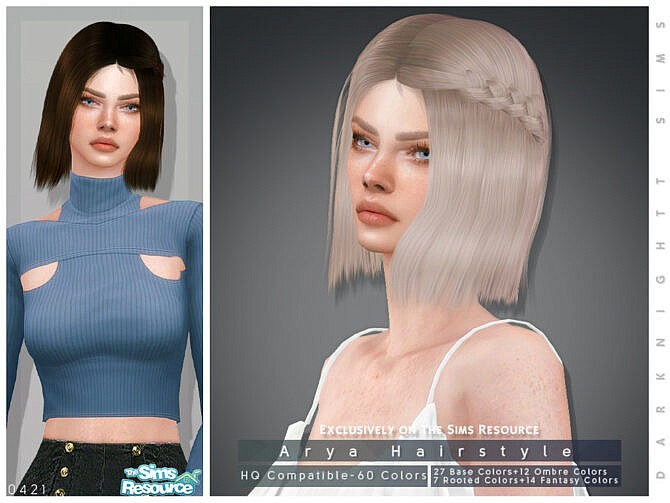 Sims 4 Arya Hairstyle by DarkNighTt at TSR
