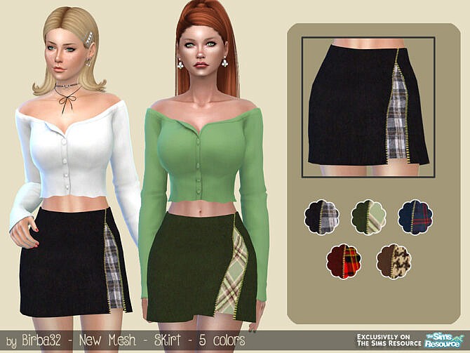 Sims 4 Zip Skirt by Birba32 at TSR