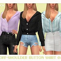 Off-shoulder Button Shirt 04 By Black Lily