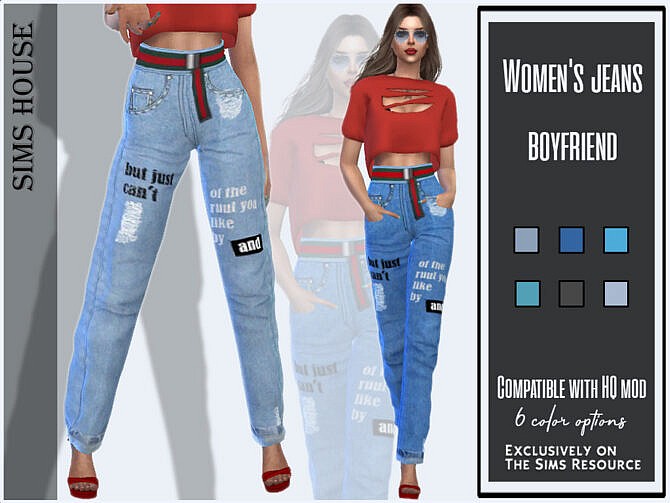 Sims 4 Womens jeans boyfriend by Sims House at TSR
